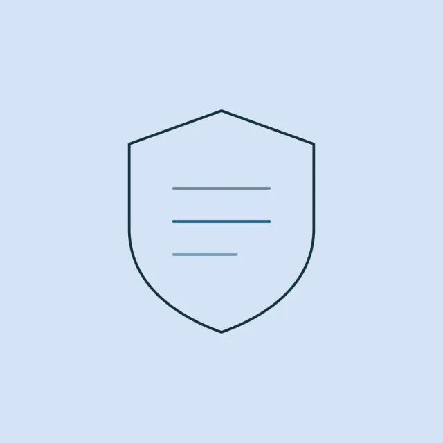 A shield with three rules set inside it