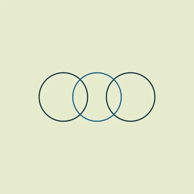 Three rings linked in a row