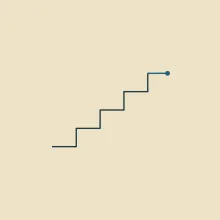 Four steps rising to a marked top tread