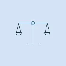 A pair of balance scales holding level
