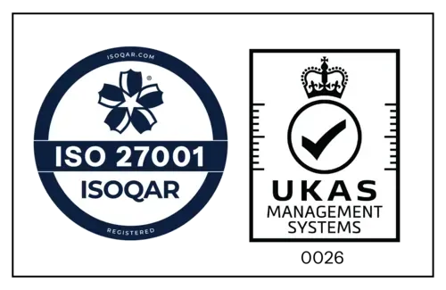 ISO 27001 UKAS-accredited certification mark