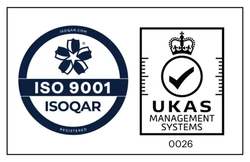 ISO 9001 UKAS-accredited certification mark