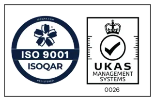 ISO 9001 UKAS-accredited certification mark