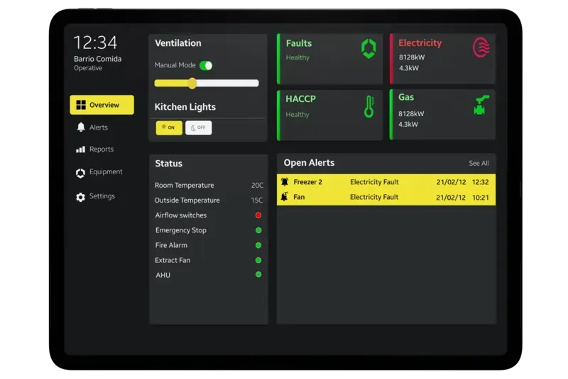 Kitchen tablet showing daily prep and service workflows