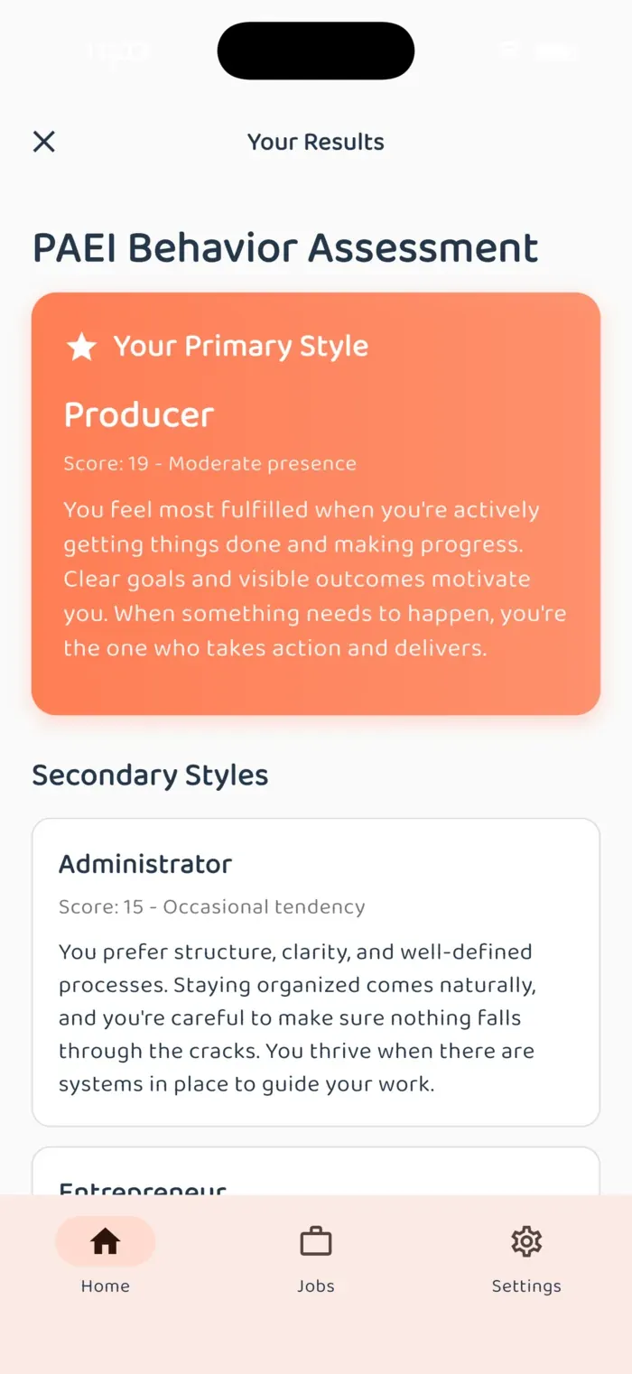 Behavioural assessment step inside the candidate onboarding flow